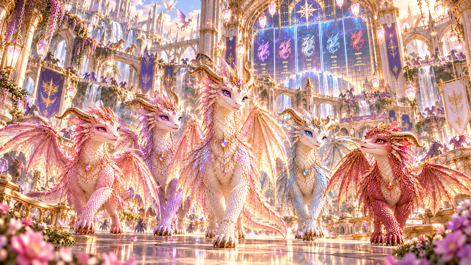 The five friends walking through the quiet Academy hall the day after graduation